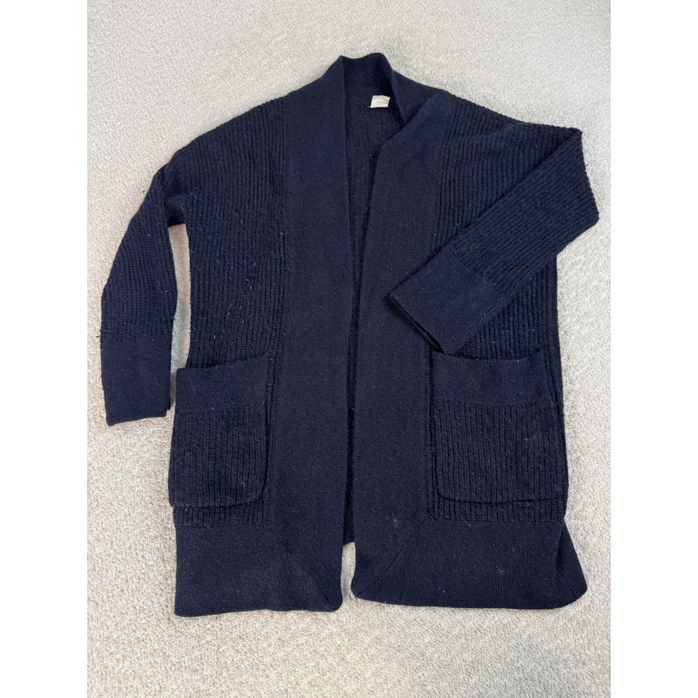J. Crew Womens Open Front Long Sleeve Wool Blend Cardigan Sweater Navy Blue XXS